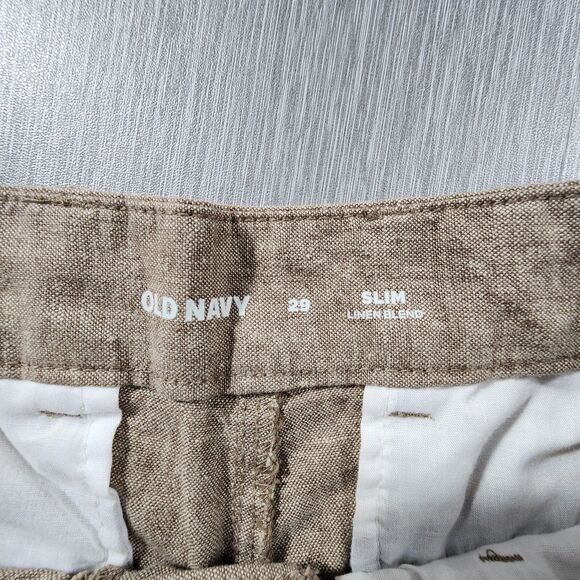 Old Navy Chambray Linen-Blend Everyday Shorts 7” Women SZ 29 Beige - Picture 3 of 7
